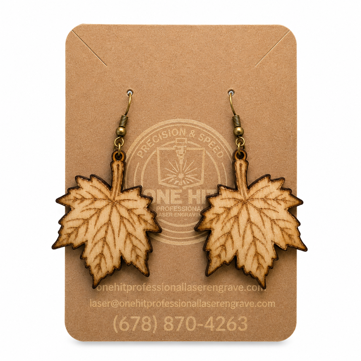 Handcrafted Laser-Engraved Wooden Earrings