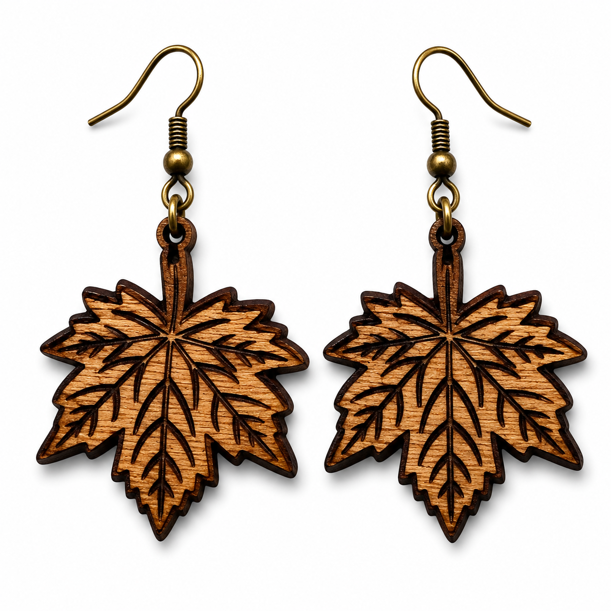 Handcrafted Laser-Engraved Wooden Earrings