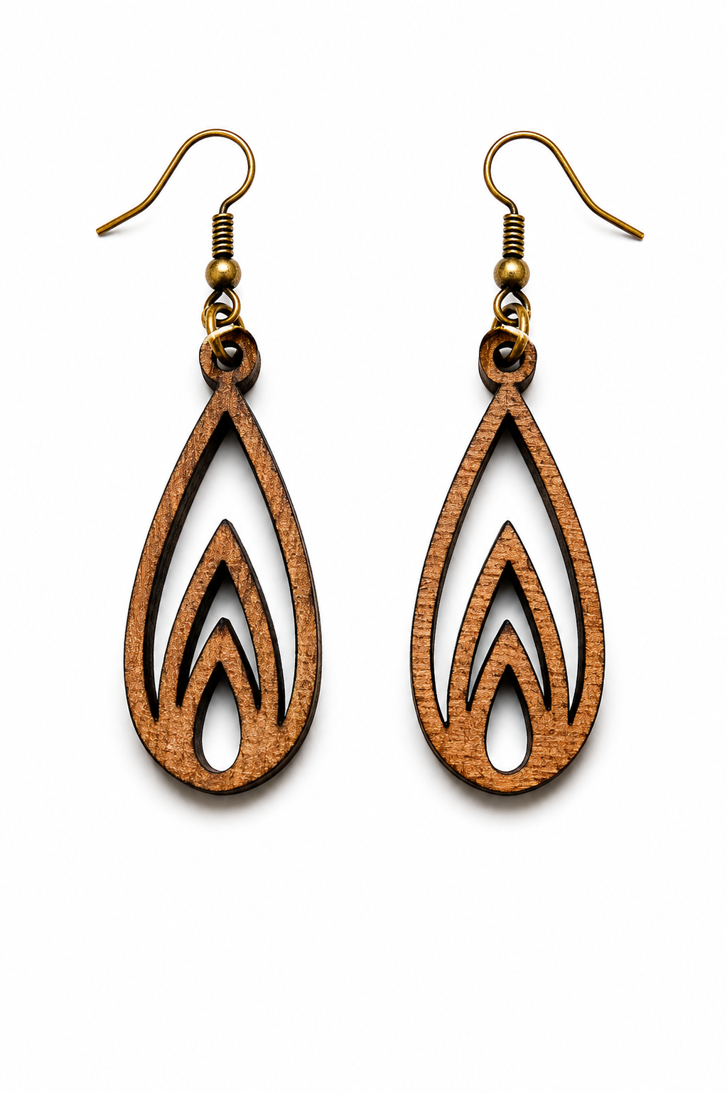 Handcrafted Laser-Engraved Wooden Earrings