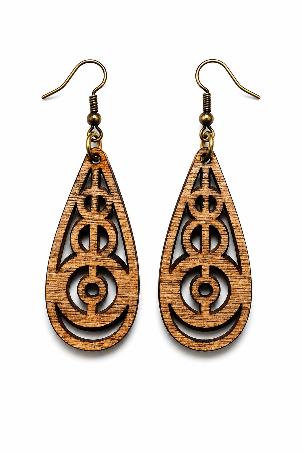Handcrafted Laser-Engraved Wooden Earrings