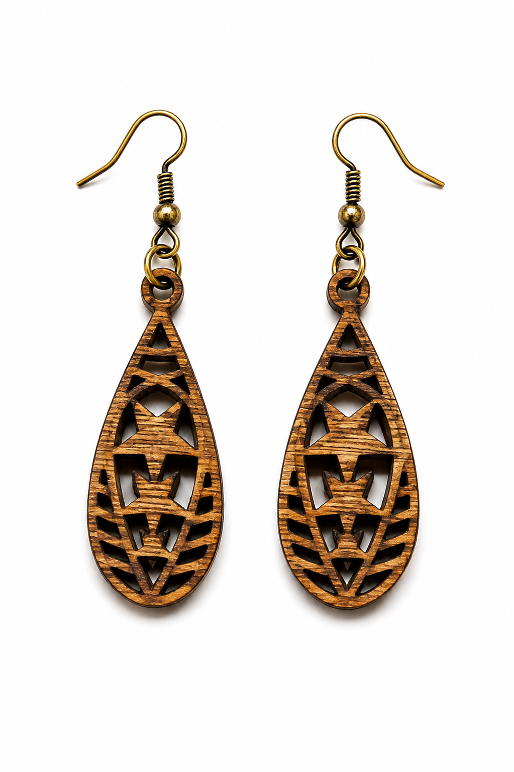 Handcrafted Laser-Engraved Wooden Earrings