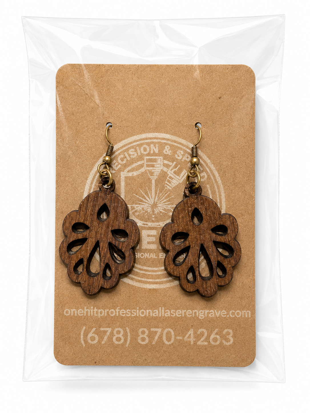 Handcrafted Laser-Engraved Wooden Earrings