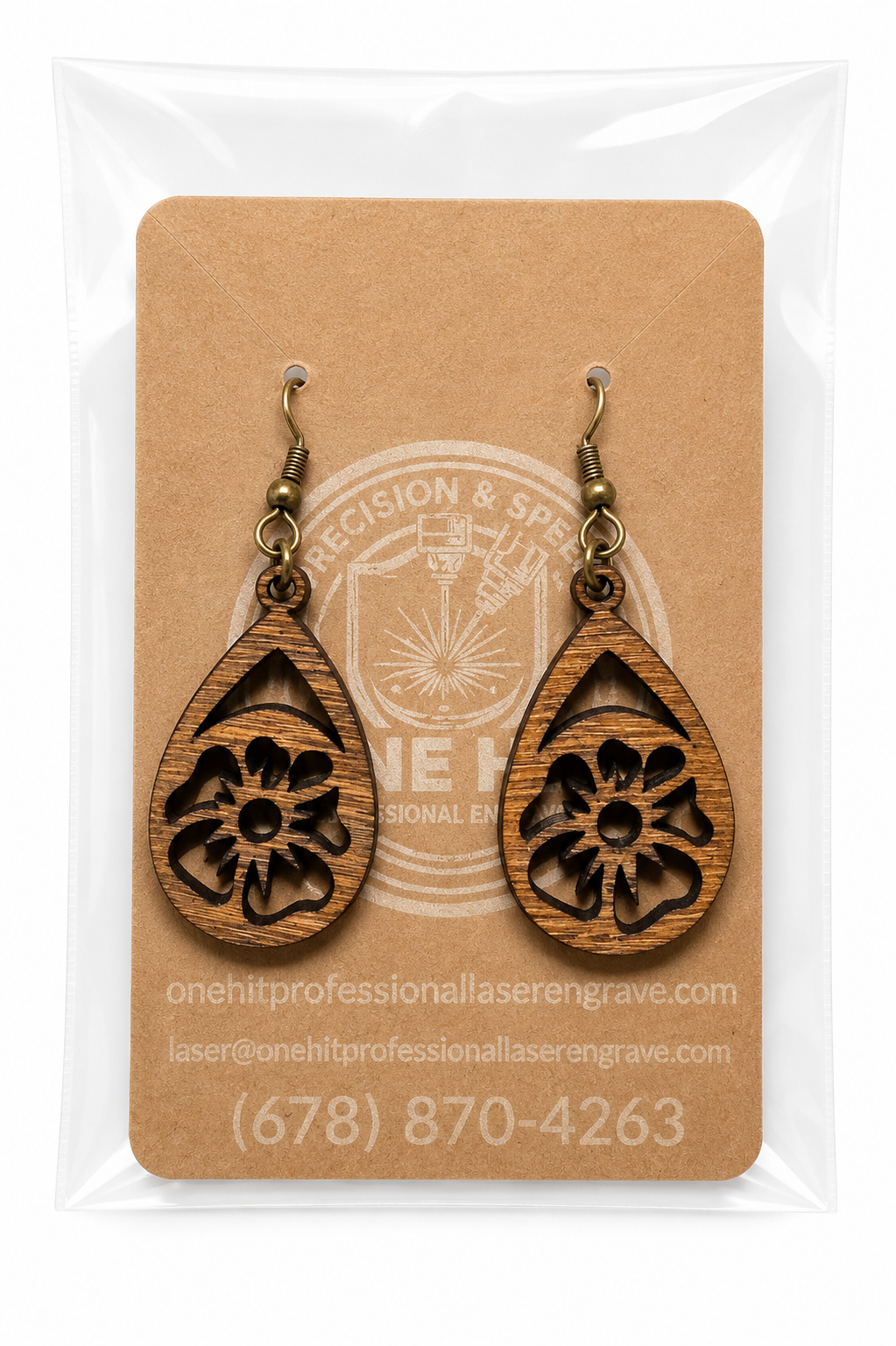 Handcrafted Laser-Engraved Wooden Earrings