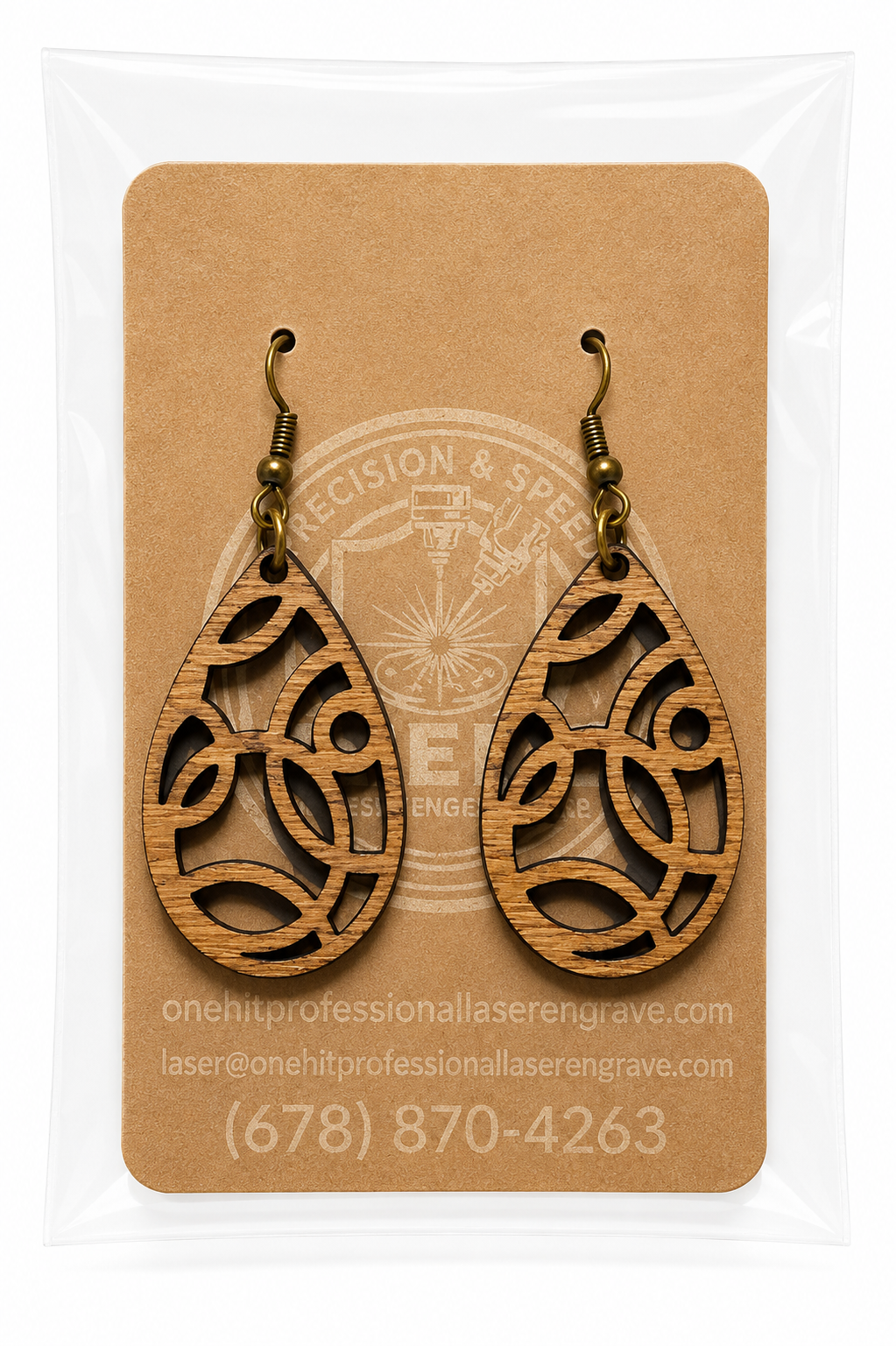 Handcrafted Laser-Engraved Wooden Earrings