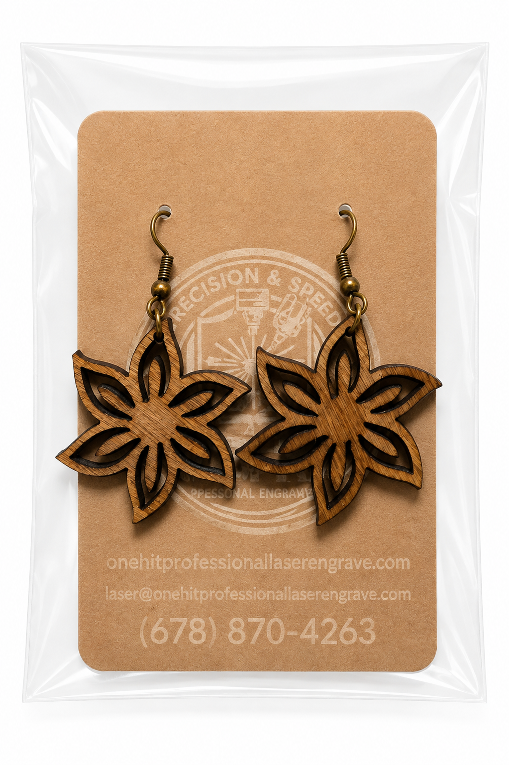 Handcrafted Laser-Engraved Wooden Earrings
